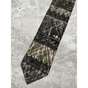 Mickey & Co 100% Silk Tie Mens One Size Brown Paisley Pointed Necktie Mickey